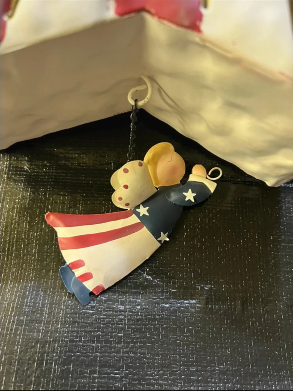 Vintage Home Interior Patriotic Star with Angel Dangle Tealight Holder